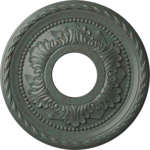 Ekena Millwork Palmetto Ceiling Medallion (Canopies up to 4 7/8"), 12 1/8"OD x 3 1/2"ID x 1"P, Cloud Burst Crackle CM12PMCBC - main
